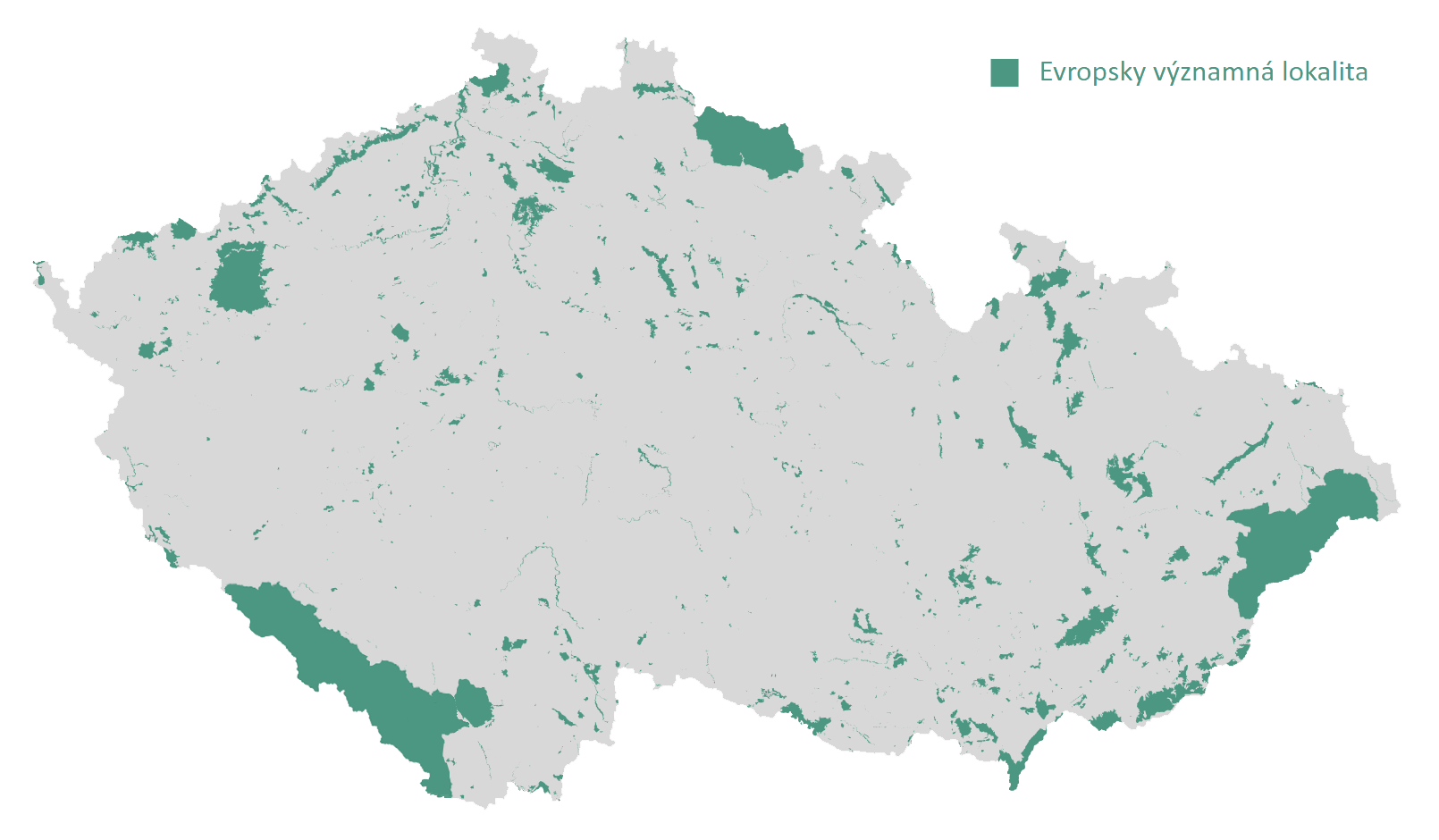 Mapa Evropsky významných lokalit.