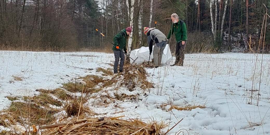 Nakonec zaměstnanci Správy CHKO dali stařinu do pytlů, aby ji mohli odnést na vhodné místo.